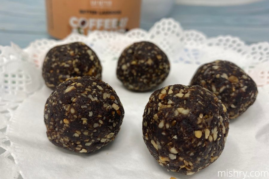 first look at eat better co. coffee and almond laddoos