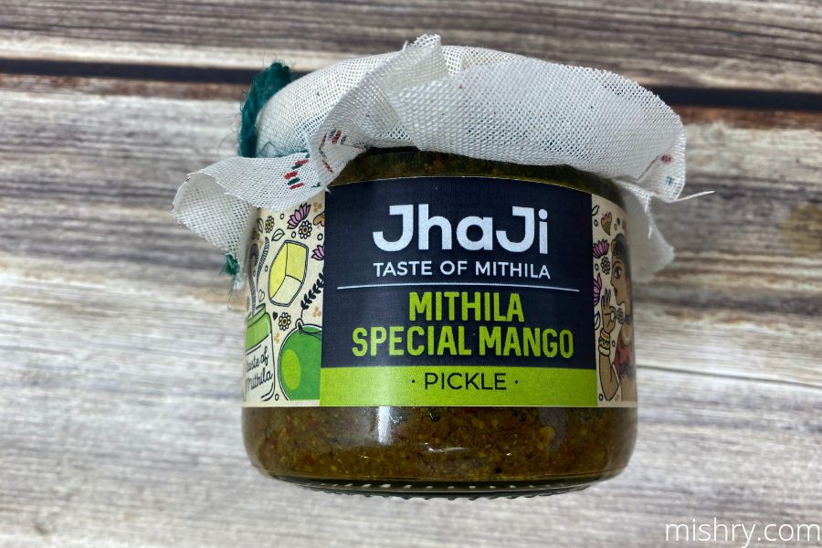 the packaging of jhaji mithila special mango pickle