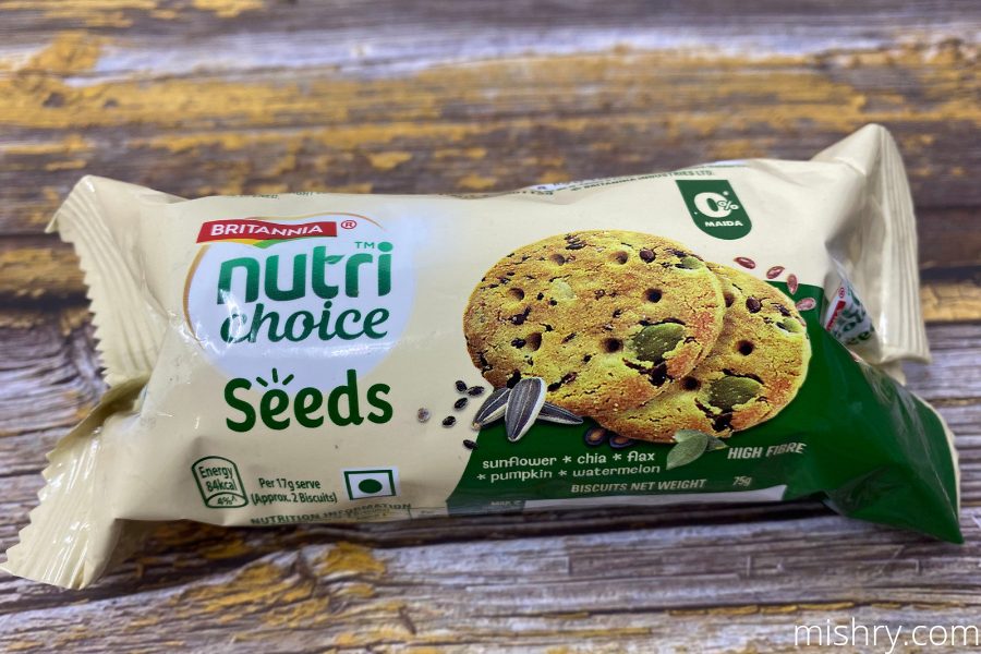the packing of britannia nutrichoice seed biscuits