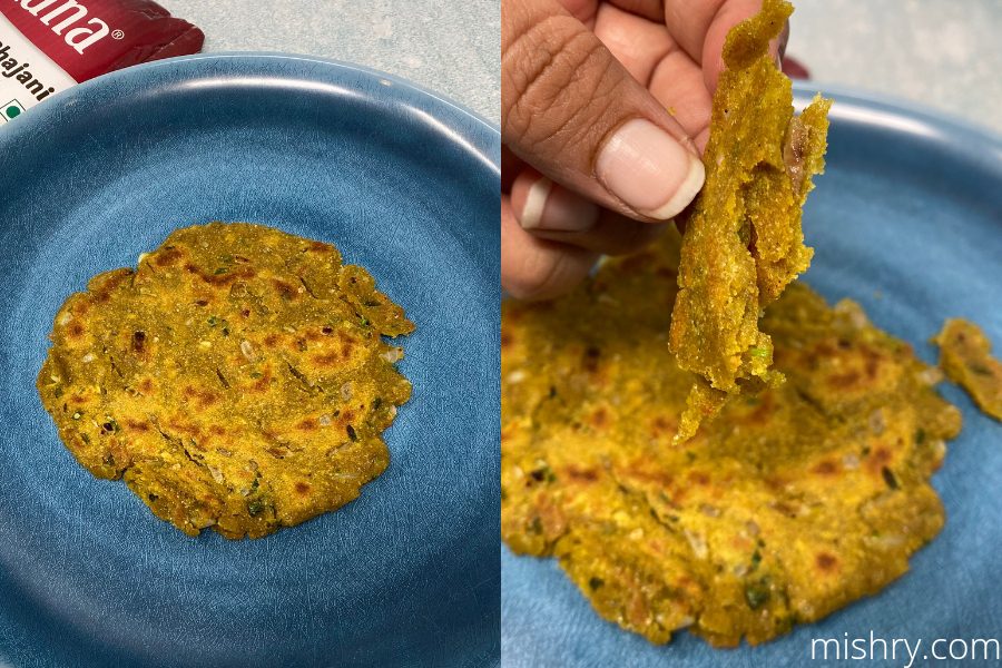 the thalipeeth after the cooking process