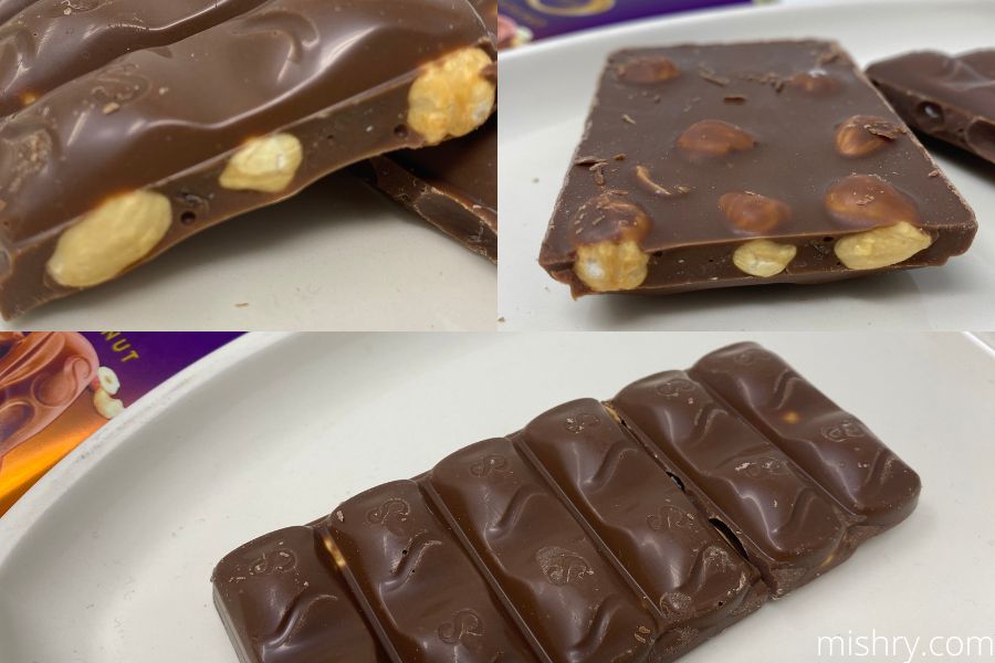 close look at cadbury dairy milk silk hazelnut chocolate bar