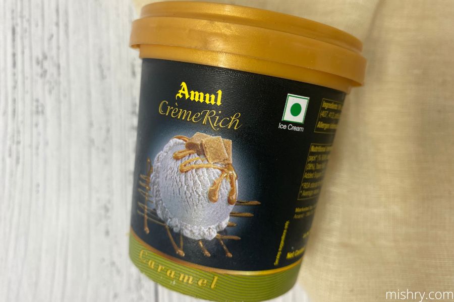 amul caramel ice cream packing