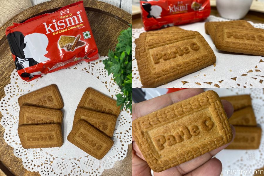 parle g kismi dal chini cinnamon biscuits appearance
