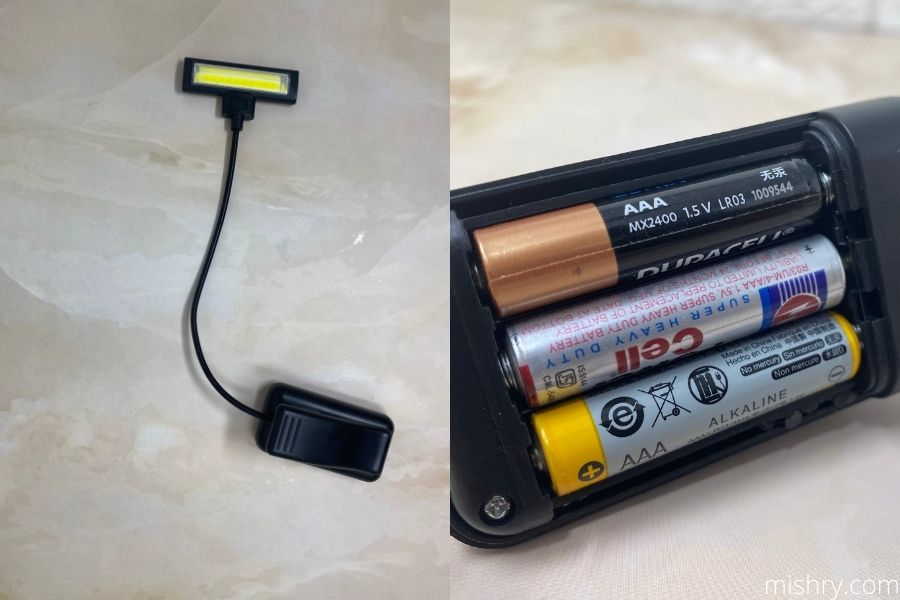 clip on adjustable lamp battery compartment