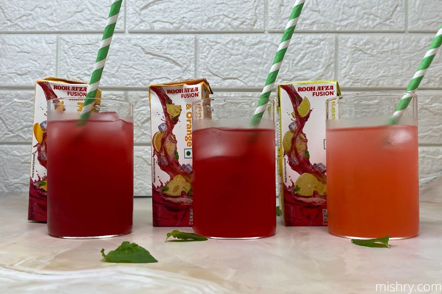 hamdard rooh afza fusion fruit drinks variants