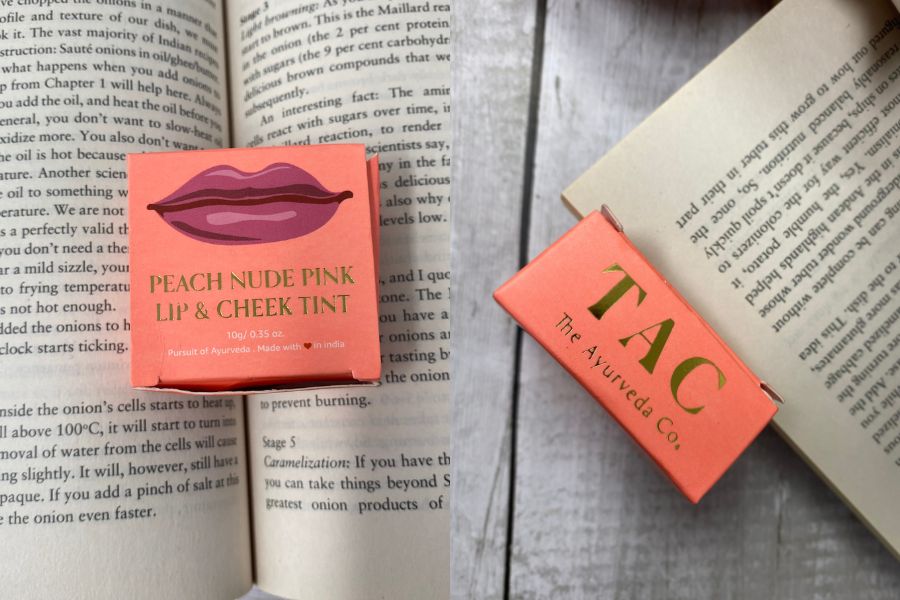 packaging of tac the ayurveda co lip cheek tint