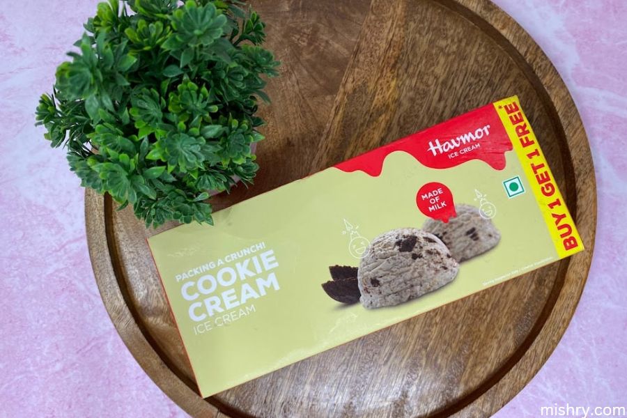 Havmor cookies and cream ice cream packing