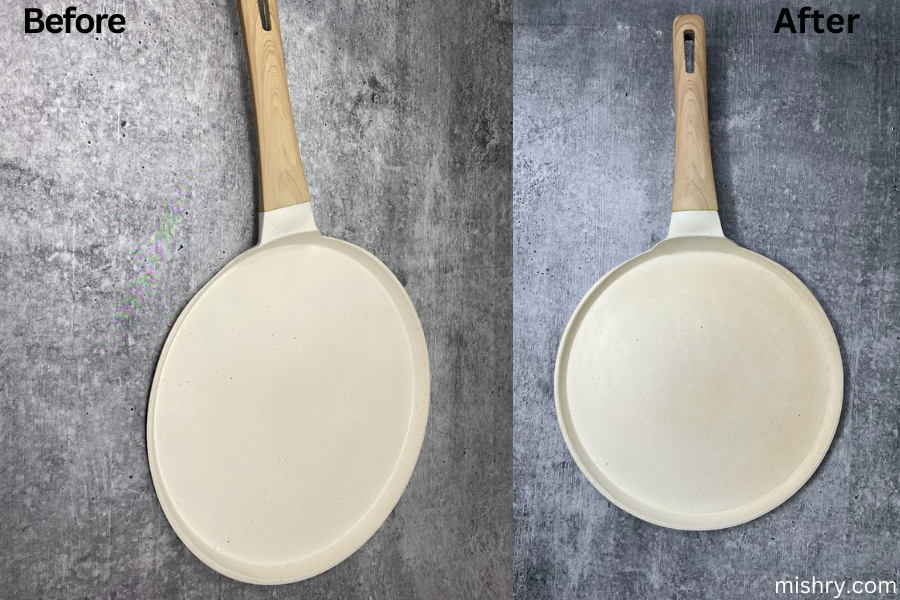 carote non stick tawa before after surface