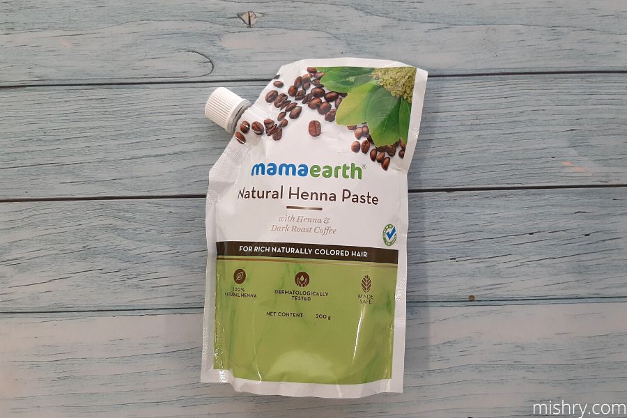 mamaearth natural henna paste packaging