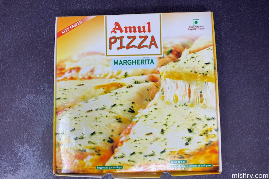 amul frozen margherita pizza packaging