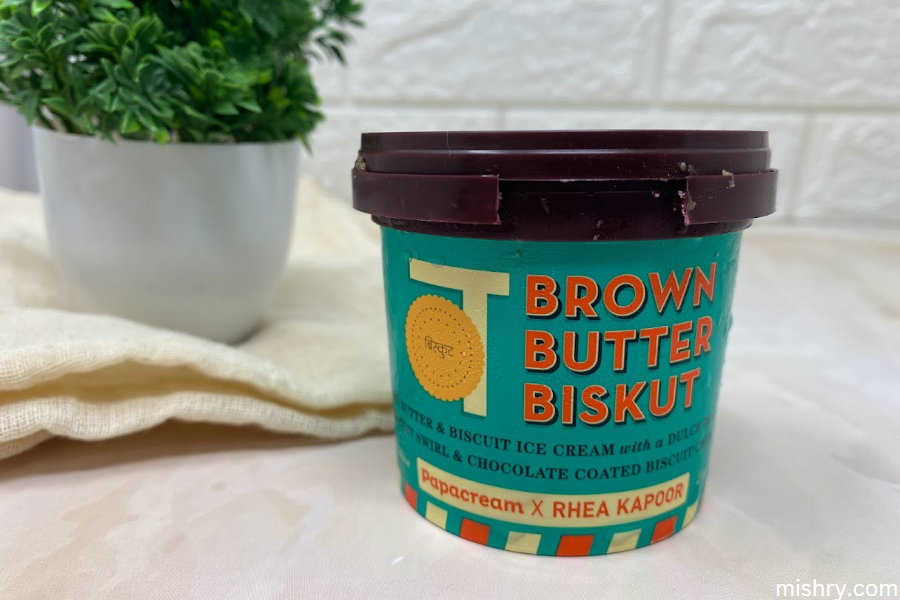 papacream brown butter ice cream packaging