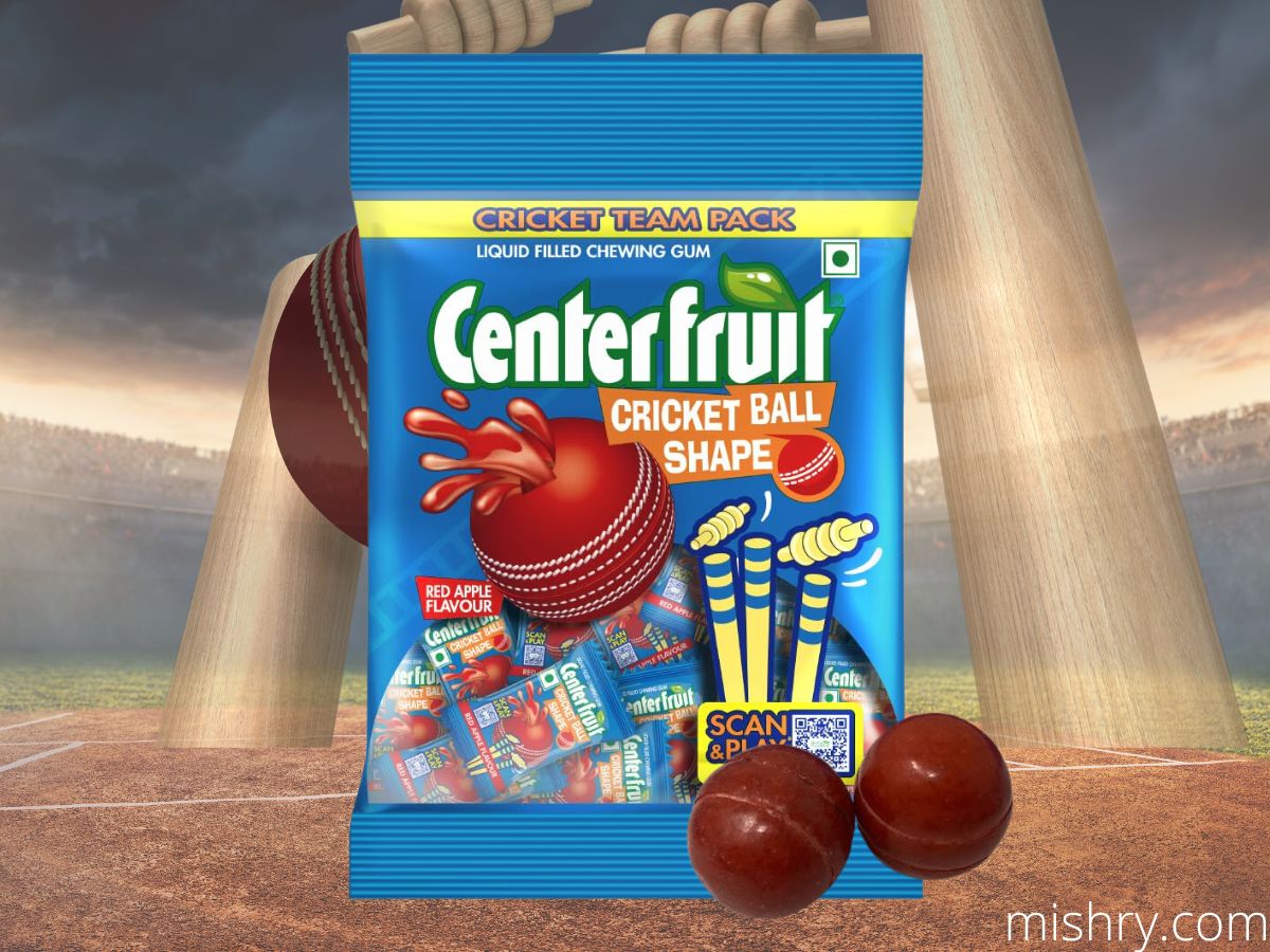 center fruit cricket ball chewing gum
