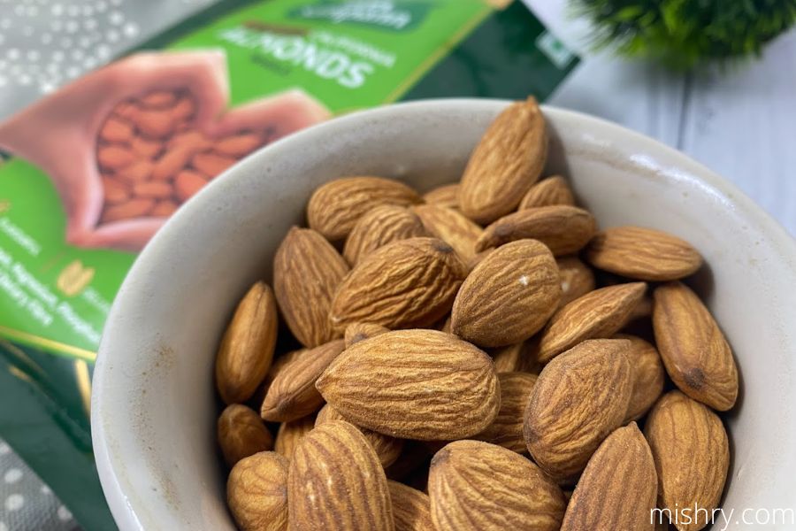 Tata Sampann California almonds close look