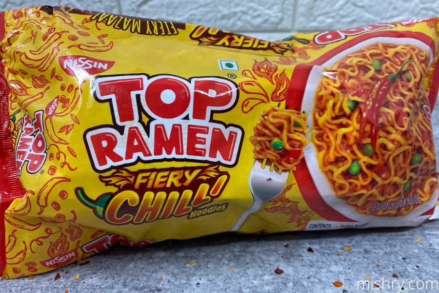Top ramen fiery chilli noodles outer pack