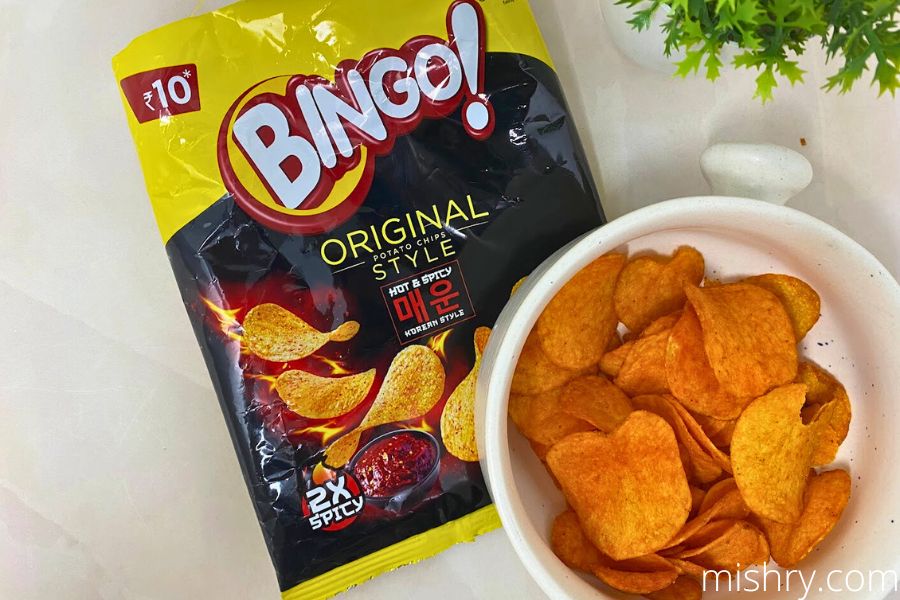 bingo korean style spicy chips in a bowl
