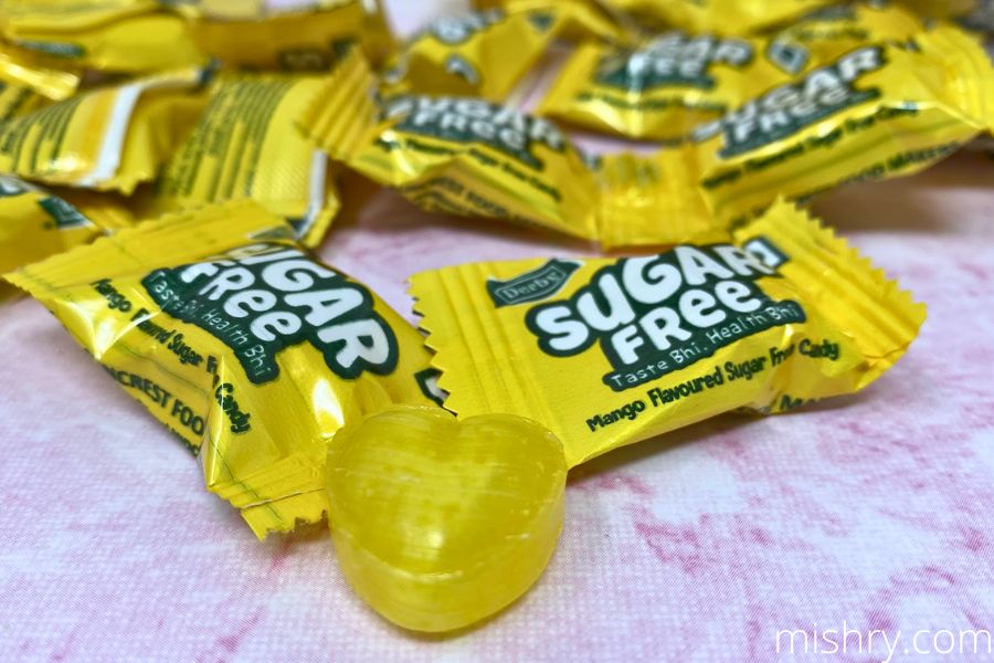 macro shot of derby sugar-free candy